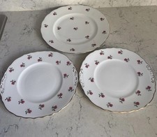 VINTAGE Colclough Bone China Cake Serving Plate X 2 & Dinner Plate - Ditsy Rose