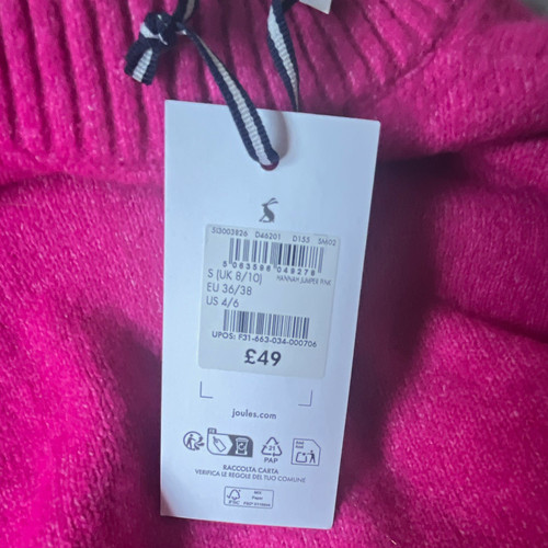 Joules pink crew - crew, pullover