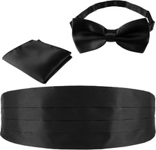 Black Bow Tie Cummerbund for