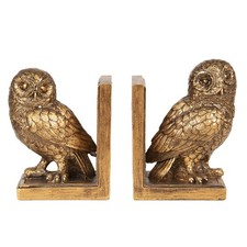 Pair of Antique Gold Owl Bird