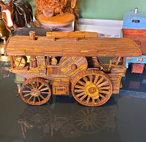 Handmade brown wooden steam - wooden,