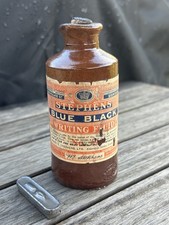 Antique H Stephens Blue Black salt glaced ink bottle - Made by Denby