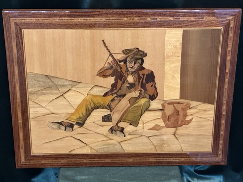 Vintage wood marquetry inlay - wood,