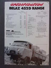 BELAZ 452 Van & Truck orig 1970s UK Mkt Sales Leaflet Brochure - UAZ USSR UMO