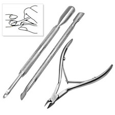 Stainless Steel Nail Cuticle Spoon Pusher Remover Cutter Nipper Clipper Cut Set