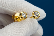 9ct gold  stud earrings Classic Simple Style  Round stub Color 6 mm pair