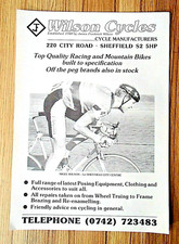 J.F.WILSON CYCLES A4 SIZE BUSINESS FLYER RARE ORIGINAL RETRO CYCLING MEMORABILIA