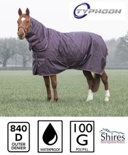 100G COMBO TURNOUT RUG Shires Horse Typhoon Full Neck Waterproof Lite Medium .