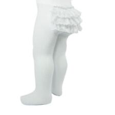 Baby Girls Frilly Tights, Ribbed Style, 0-18 Months, White, Cotton Rich