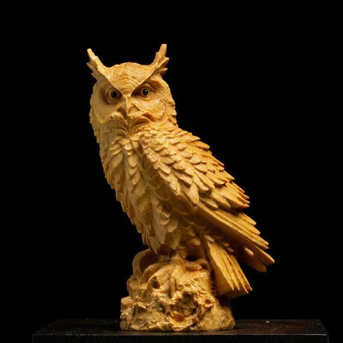 Boxwood hand carved owl - hand-carved,