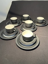 1980s Vintage Hornsea Image Black Lancaster Vitramic: 5 TeaCoffee Cups & Saucers