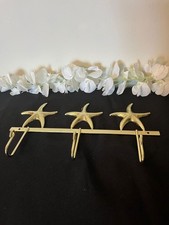 Gold Metal Wall Mounted 4 Hooks Starfish Decor