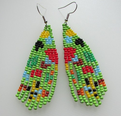 Seed bead fringe earrings - bead,
