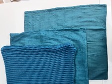 3x large silk cushion covers, £24 each new - for sofa, bed or floor, rich blue
