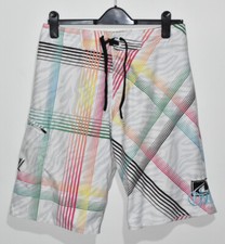 O'neill Board Shorts Surf Swim Skate Summer Holiday Size 30 White Yellow Green