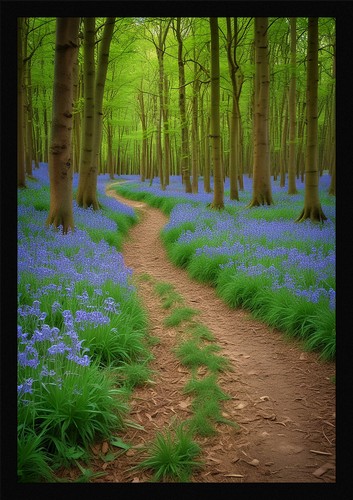 Soft forest path framed wall - path,