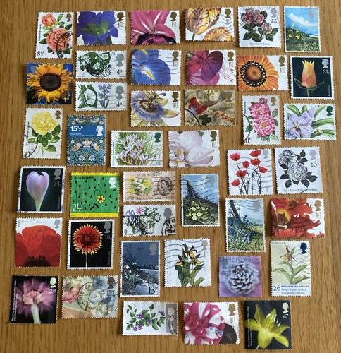 Flower used stamps off - flower, gb,