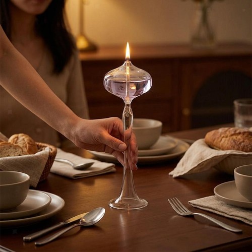 Glass candle holder tall - candle,