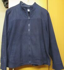 Ladies navy fleece zip cardigan with pockets - size Medium