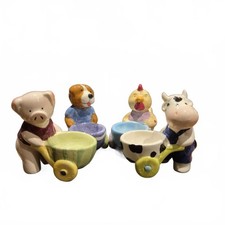Set of 4 farmyard animal novelty ceramic egg cups