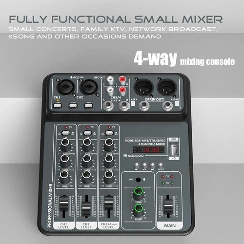 Channel audio mixer with 48v - channel,