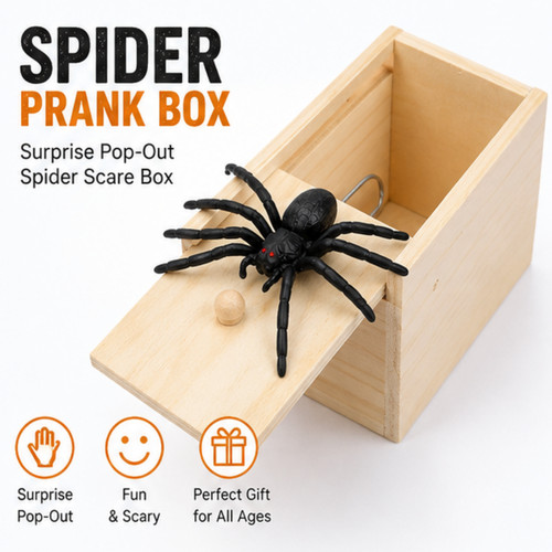 Spider box prank wooden - spider, in