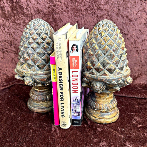 Pinecone metal bookends pair - metal,