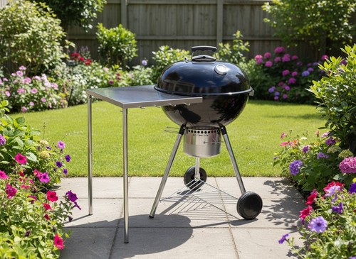 Kettle charcoal bbq - charcoal, side