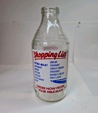 Vintage 80s Collectible Unigate Advertising Pint Glass Milk Bottle Shopping List