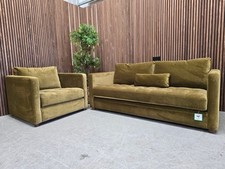 Easy Glider Large Sofa & Armchair In Pressed Olives Clever Velvet RRP: £4790