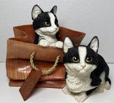 The Leonardo Collection “With Love” Black And White Tuxedo Cats In Bag 2001