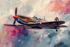 Spitfire Style Aircraft Canvas Picture Print Wall Art