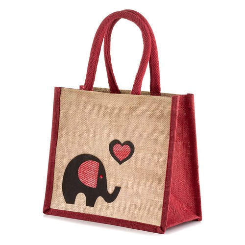 Jute hessian lunch gift red - jute,