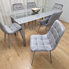 Grey Clear Glass Dining Table