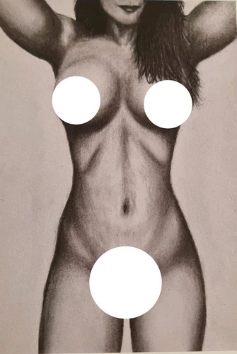 Charcoal nude figure study - charcoal,