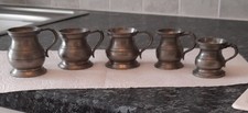 5 ANTIQUE PEWTER GILL SPIRIT MEASURES