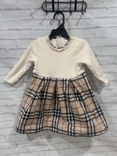 Authentic Burberry Long Sleeve Novacheck Plaid Skirt Dress Holidays Brit Baby
