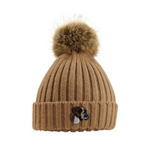 BOXER DOG EMBROIDERED POM POM