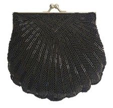 New Beaded Bridal Wedding Ladies Party Prom Black Evening Hand Bag Purse
