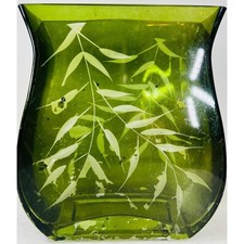 Vtg Rectangular Green Flashed