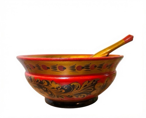 Folk art wooden bowl and - folk,
