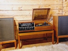 Timewarp vintage Hacker GAR1000 Radiogram Record Player + Teak Stands & Speakers
