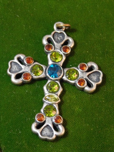 Vintage pewter silver cross - silver,