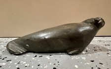 Inuit Native Simeonie Uppik Soapstone Carved Walrus