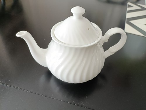 White porcelain tea pot - white,