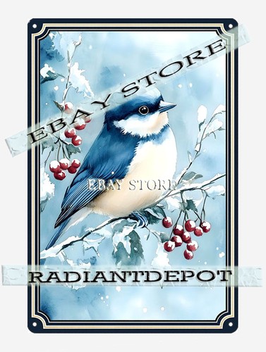 Winter bluebird tin metal - bluebird, sign