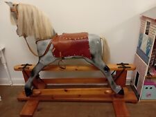 large wooden vintage rocking horse Leather Saddle