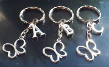Butterfly Keyring Personalised with Silver Plated Initial Letter