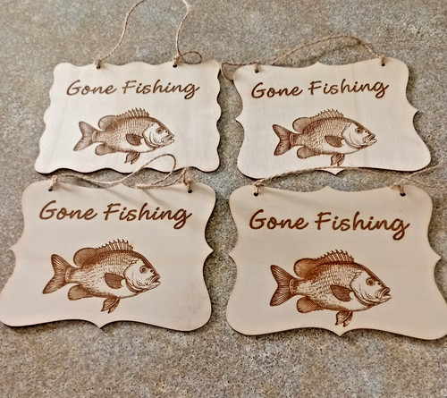 Gone fishing novelty - 4x, wooden