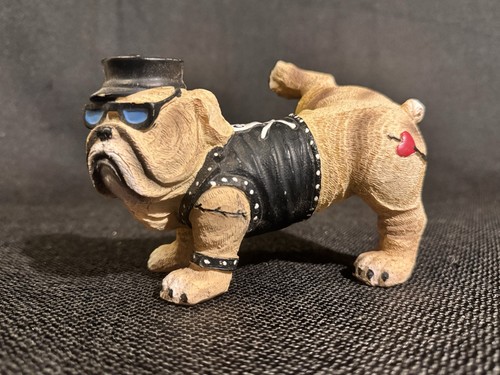 Biker bulldog figurine hat - bulldog,